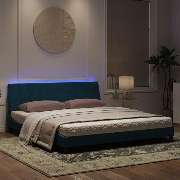 Bettgestell mit LED-Leuchten Blau 180x200 cm Samt