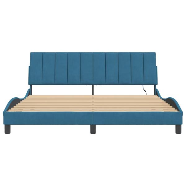 Bettgestell mit LED-Leuchten Blau 180x200 cm Samt