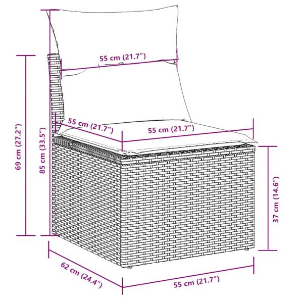 7-tlg. Garten-Sofagarnitur mit Kissen Hellgrau Poly Rattan