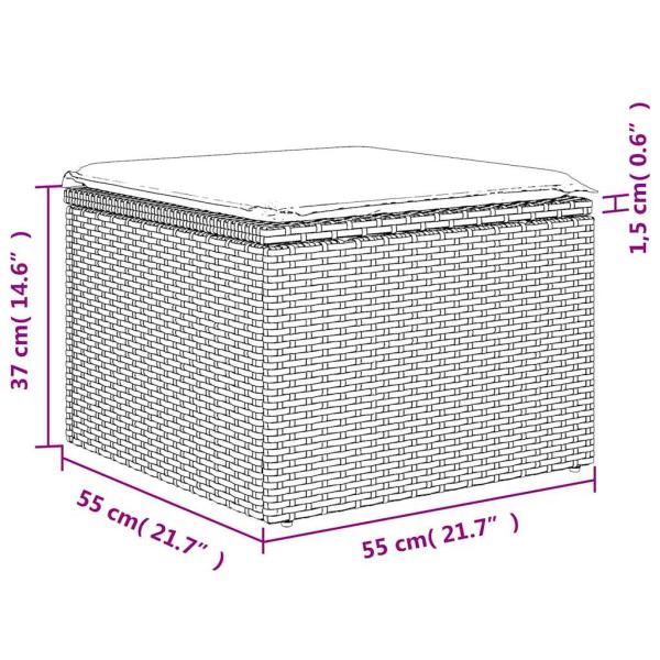7-tlg. Garten-Sofagarnitur mit Kissen Hellgrau Poly Rattan