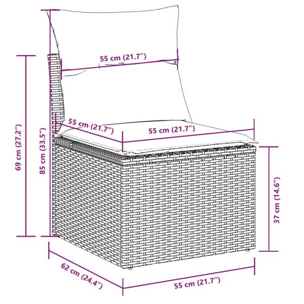 9-tlg. Garten-Sofagarnitur mit Kissen Hellgrau Poly Rattan