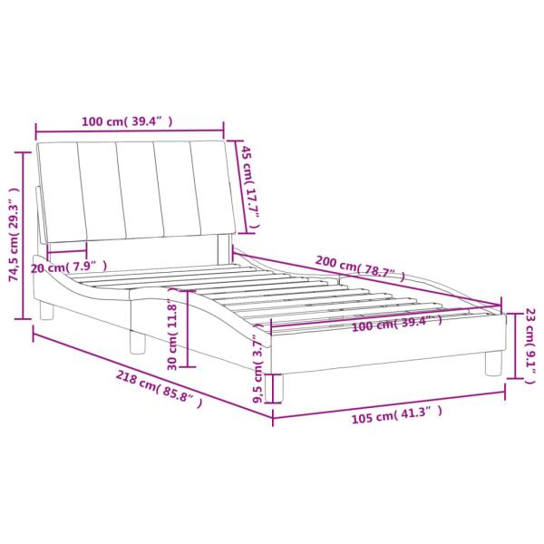 Bett mit Matratze Blau 100x200 cm Samt