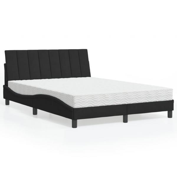 ARDEBO.de - Bett mit Matratze Schwarz 140x200 cm Samt