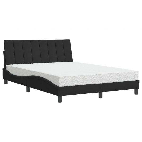 Bett mit Matratze Schwarz 140x200 cm Samt