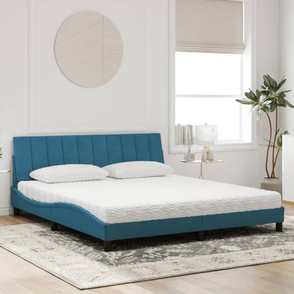 Bett mit Matratze Blau 180x200 cm Samt