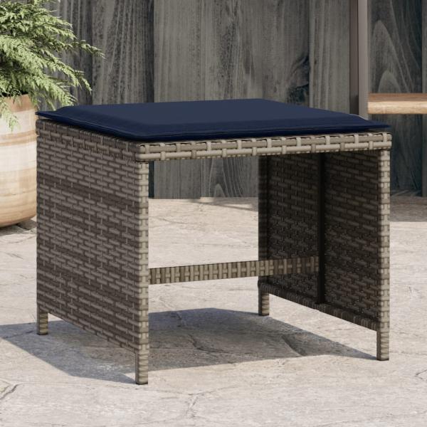 ARDEBO.de - Gartenhocker mit Kissen 4 Stk. Grau 40x40x35 cm Poly Rattan