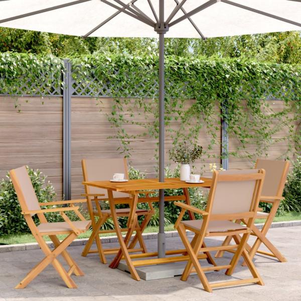 ARDEBO.de - 5-tlg. Garten-Essgruppe Stoff und Massivholz Taupe