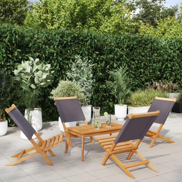 ARDEBO.de - Gartenstühle 4 Stk. Klappbar Anthrazit Stoff und Massivholz