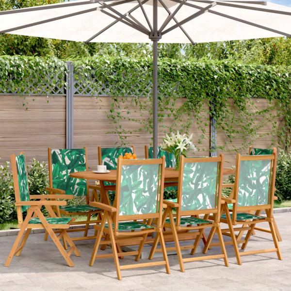 ARDEBO.de - Gartenstühle Verstellbar 8 Stk. Grün Stoff und Massivholz
