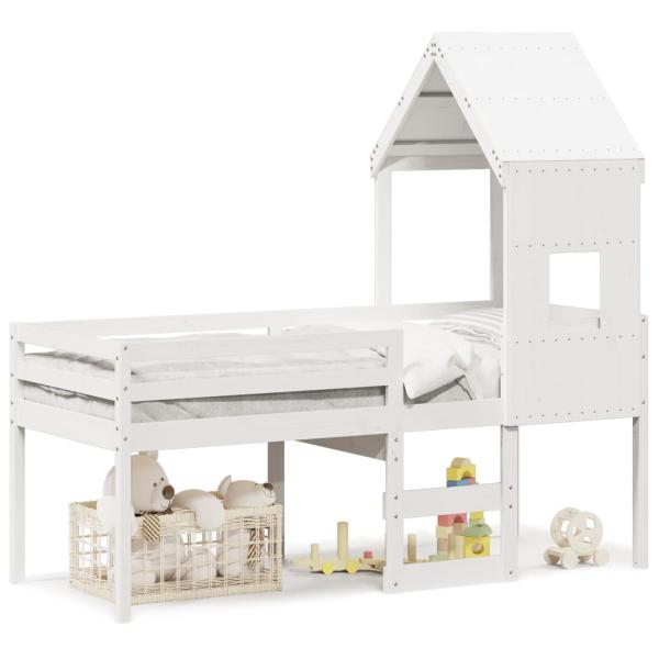 ARDEBO.de - Hochbett mit Dach Weiß 80x200 cm Massivholz Kiefer