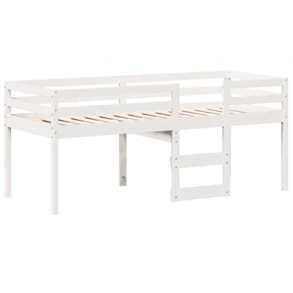 Hochbett mit Dach Weiß 80x200 cm Massivholz Kiefer