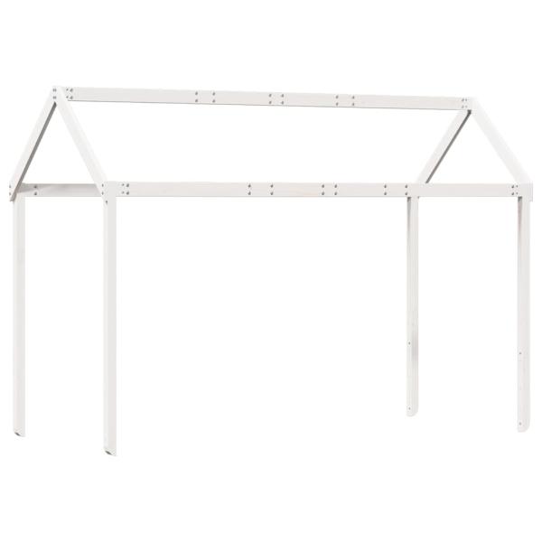 Hochbett mit Leiter und Dach Weiß 90x190 cm Massivholz Kiefer