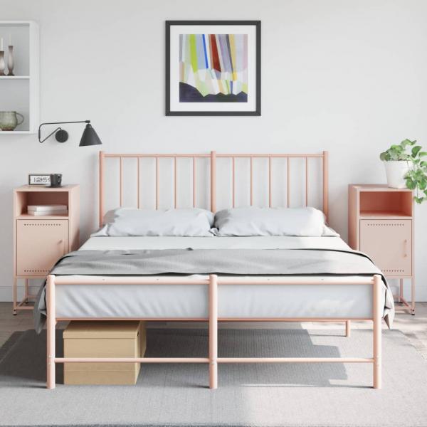 ARDEBO.de - Nachttische 2 Stk. Rosa 36x39x78 cm Stahl