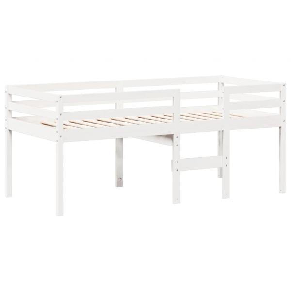 Hochbett mit Dach Weiß 75x190 cm Massivholz Kiefer