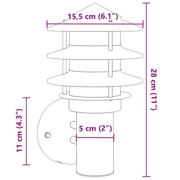 Außenwandleuchten 2 Stk. Silbern Edelstahl