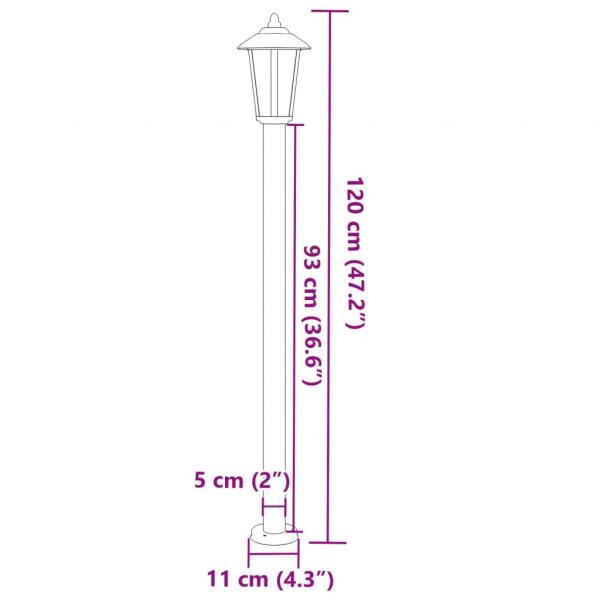 Wegeleuchten 3 Stk. Silbern 120 cm Edelstahl