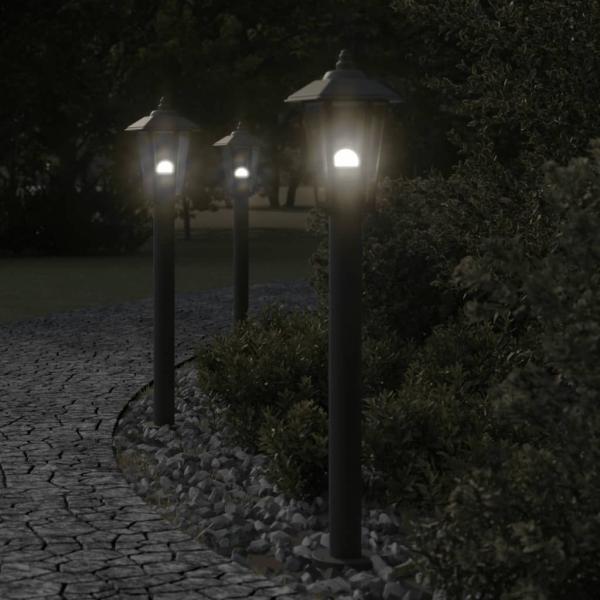 ARDEBO.de - Wegeleuchten 3 Stk. Schwarz 80 cm Edelstahl