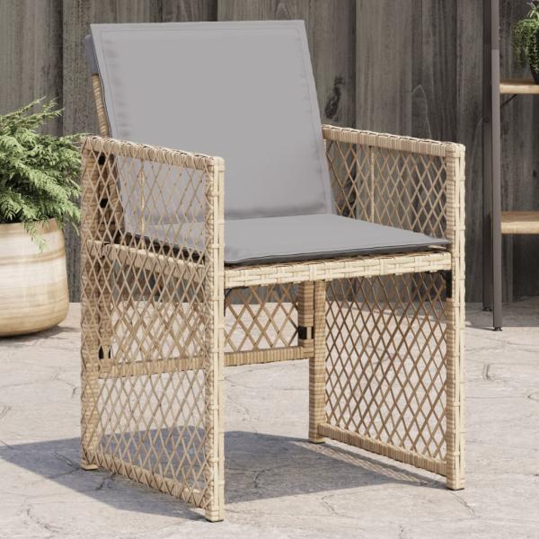 ARDEBO.de - Gartenstühle mit Kissen 4 Stk. Beigemischung Poly Rattan