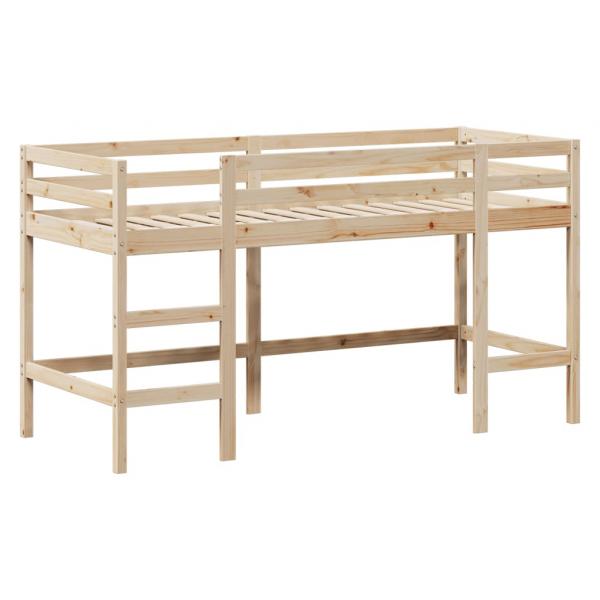 Hochbett mit Leiter und Dach 90x190 cm Massivholz Kiefer
