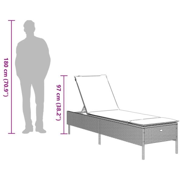 Sonnenliegen mit Auflagen 2 Stk. Schwarz Poly Rattan