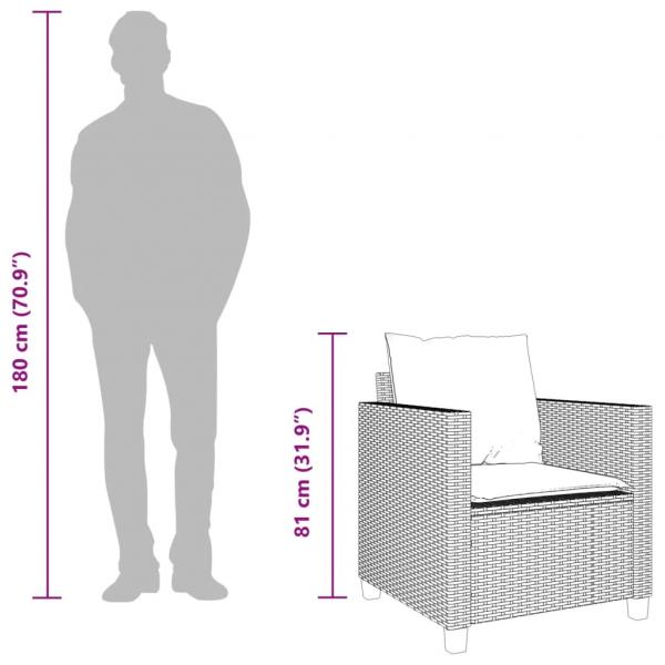 3-tlg. Bistro-Set mit Kissen Braun Poly Rattan
