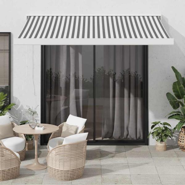 ARDEBO.de - Markise Einziehbar Anthrazit & Weiß 3,5x2,5 m Stoff & Aluminium