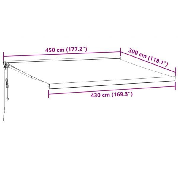Markise Einziehbar Anthrazit und Weiß 4,5x3 m Stoff & Aluminium