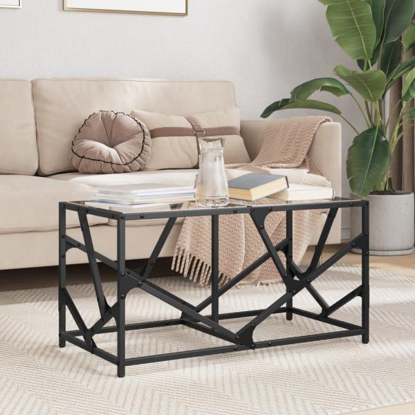 ARDEBO.de - Couchtisch mit Glasplatte Transparent 78,5x40x41 cm Stahl
