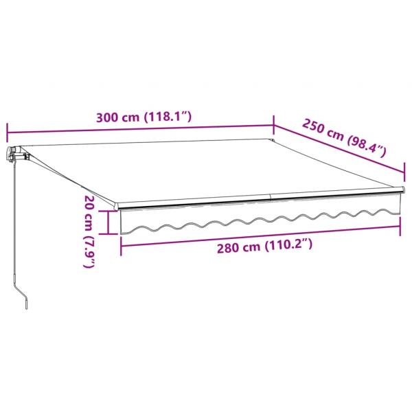 Markise Manuell mit LED Braun 300x250 cm