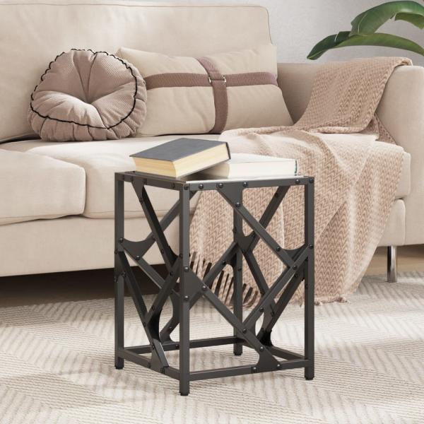 ARDEBO.de - Couchtisch mit Glasplatte Schwarz 30x30x41 cm Stahl