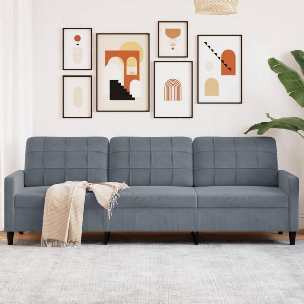 ARDEBO.de - 3-Sitzer-Sofa Dunkelgrau 210 cm Samt