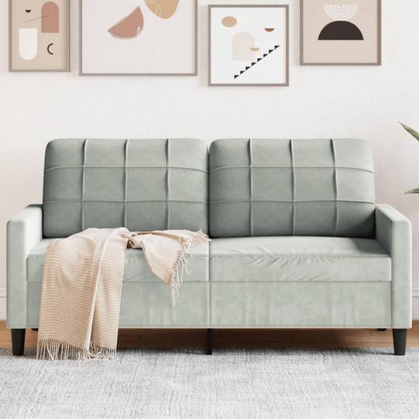 ARDEBO.de - 2-Sitzer-Sofa Hellgrau 140 cm Samt