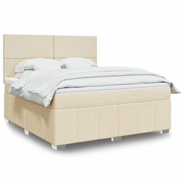 ARDEBO.de - Boxspringbett mit Matratze Creme 180x200 cm Stoff