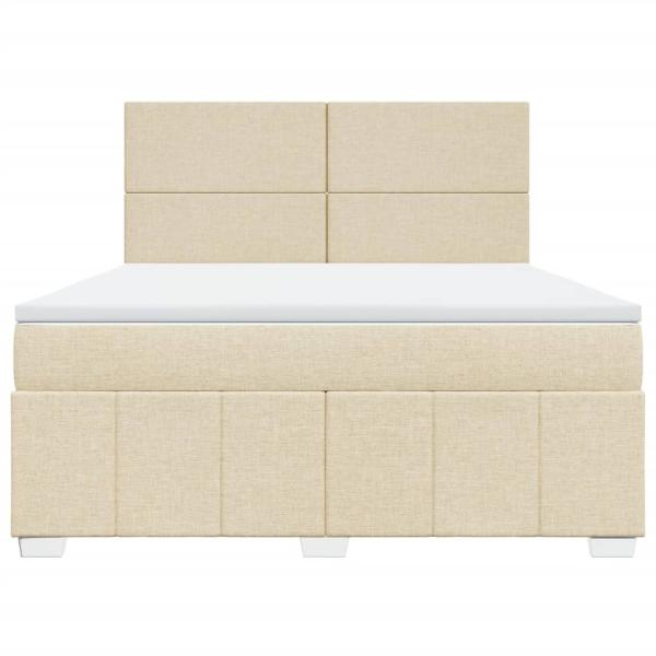 Boxspringbett mit Matratze Creme 180x200 cm Stoff
