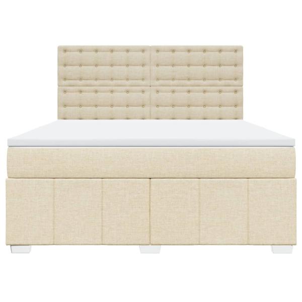 Boxspringbett mit Matratze Creme 180x200 cm Stoff