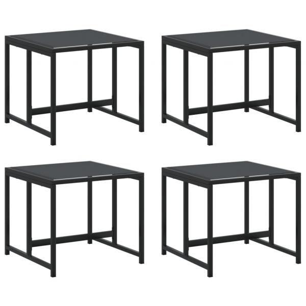 Gartenhocker 4 Stk. Schwarz Stahl und Textilene