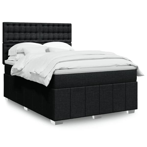 ARDEBO.de - Boxspringbett mit Matratze Schwarz 140x200 cm Stoff
