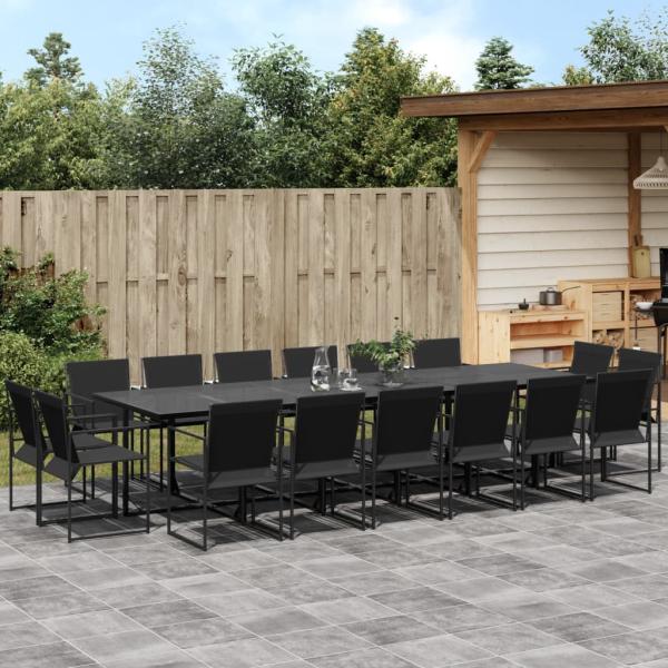 ARDEBO.de - 17-tlg. Garten-Essgruppe Schwarz Textilene