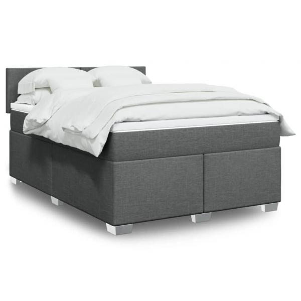 ARDEBO.de - Boxspringbett mit Matratze Dunkelgrau 160x200 cm Stoff