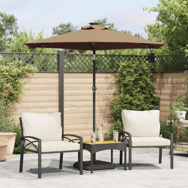 ARDEBO.de - Sonnenschirm mit LED und Stahlmast Taupe 225x225x212 cm
