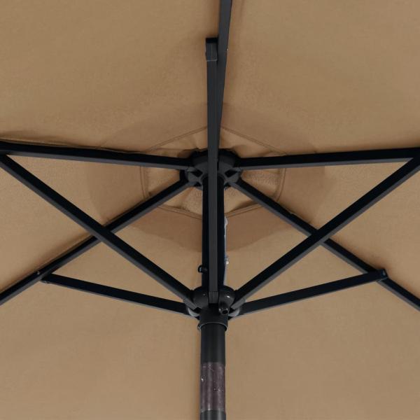 Sonnenschirm mit LED und Stahlmast Taupe 225x225x212 cm