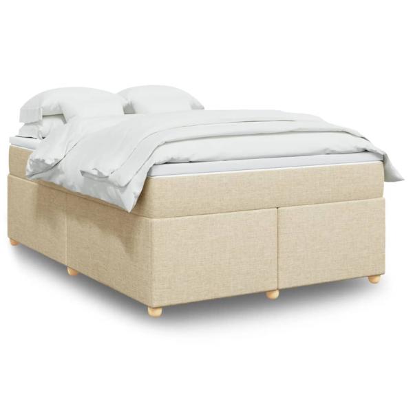 ARDEBO.de - Boxspringbett mit Matratze Creme 140x200 cm Stoff
