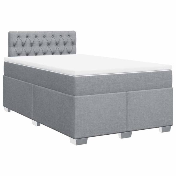Boxspringbett mit Matratze Hellgrau 120x190 cm Stoff