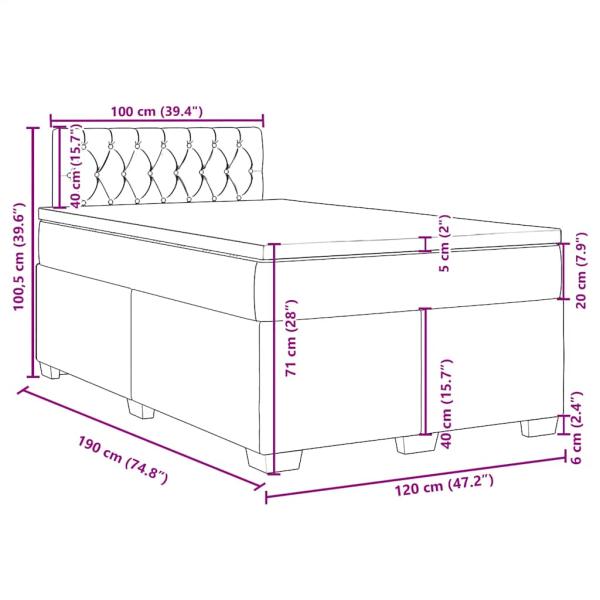 Boxspringbett mit Matratze Hellgrau 120x190 cm Stoff