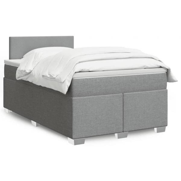ARDEBO.de - Boxspringbett mit Matratze Hellgrau 120x200 cm Stoff