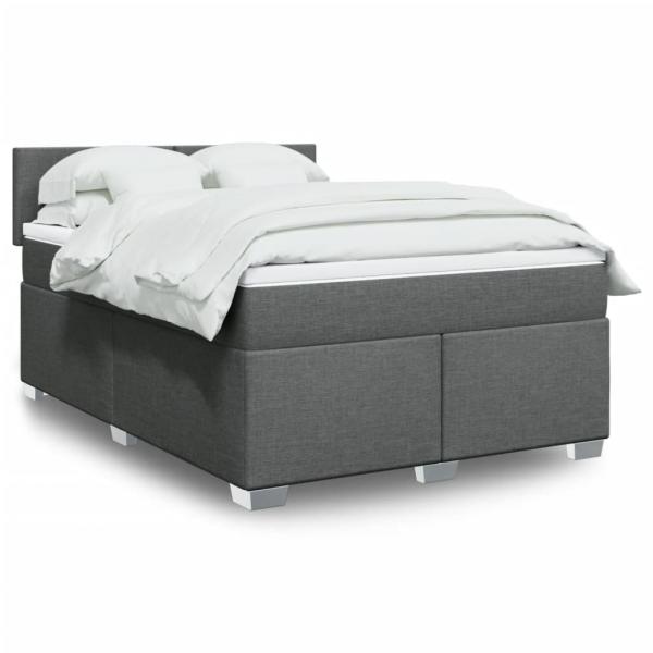 ARDEBO.de - Boxspringbett mit Matratze Dunkelgrau 160x200 cm Stoff