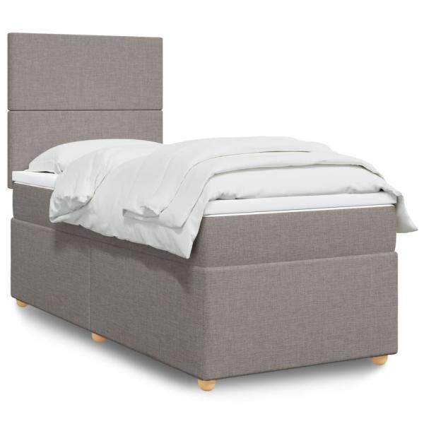 ARDEBO.de - Boxspringbett mit Matratze Taupe 90x200 cm Stoff