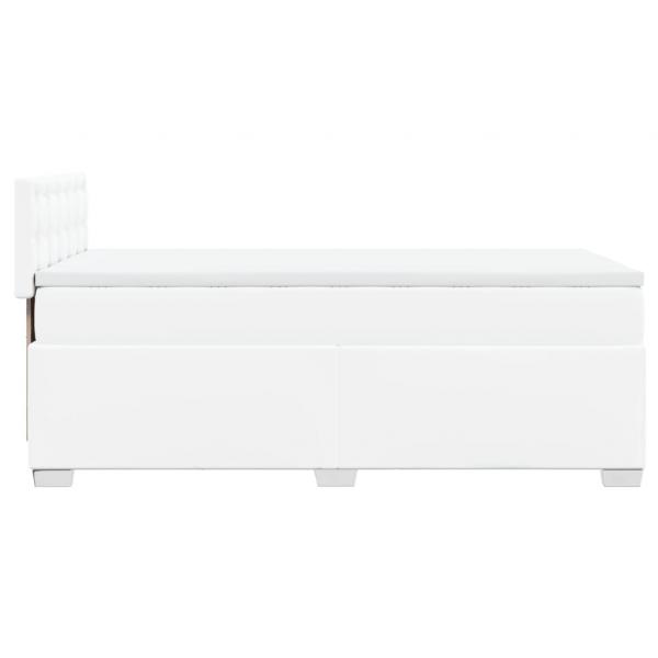Boxspringbett mit Matratze Weiß 90x200 cm Kunstleder