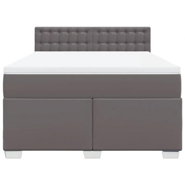 Boxspringbett mit Matratze Grau 160x200 cm Kunstleder