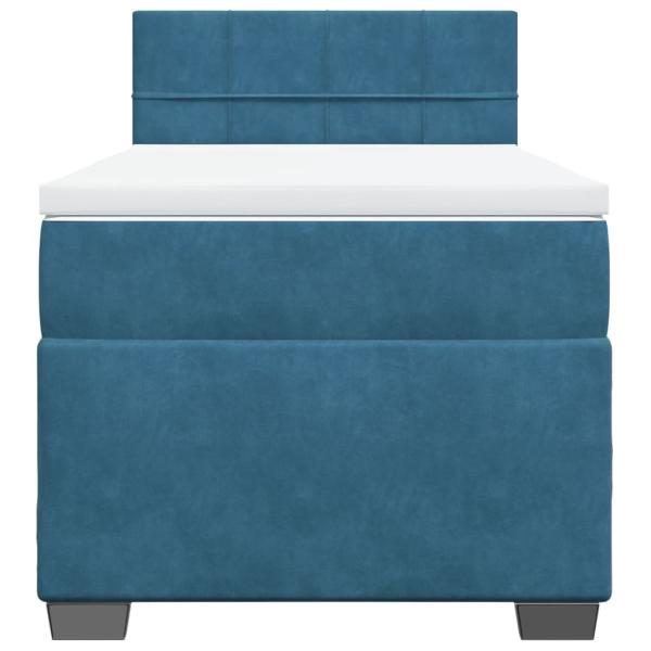Boxspringbett mit Matratze Blau 90x190 cm Samt